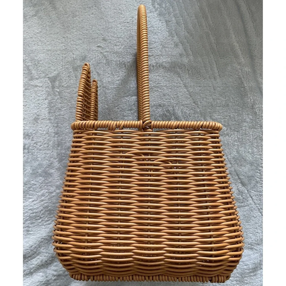 Bunny Woven Basket Rabbit Nordic Easter Tote Kawaii Cottagecore Storage Decor